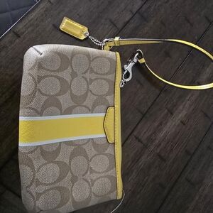 Coach Tan and Yellow Wristlet